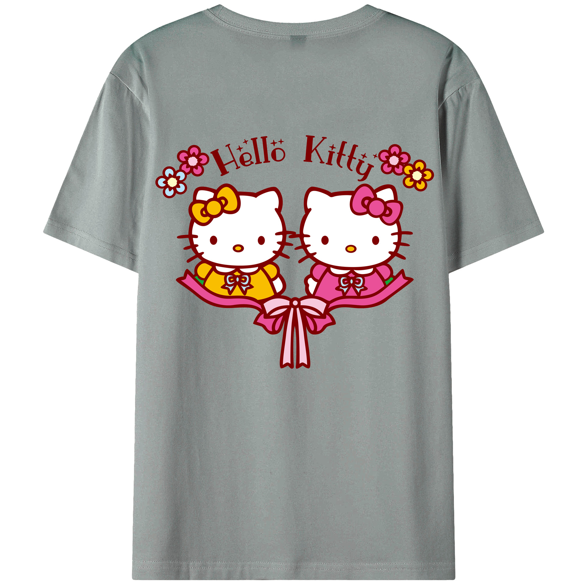 （画像用） Hello Kitty ハローキティ 綿100％ メンズ半袖Tシャツ（バックプリント） 通気性